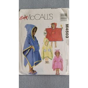 McCALLS Pattern-M4503 Boys/Girls Bath or Beach Cover-up -Fits Sz 3T-8